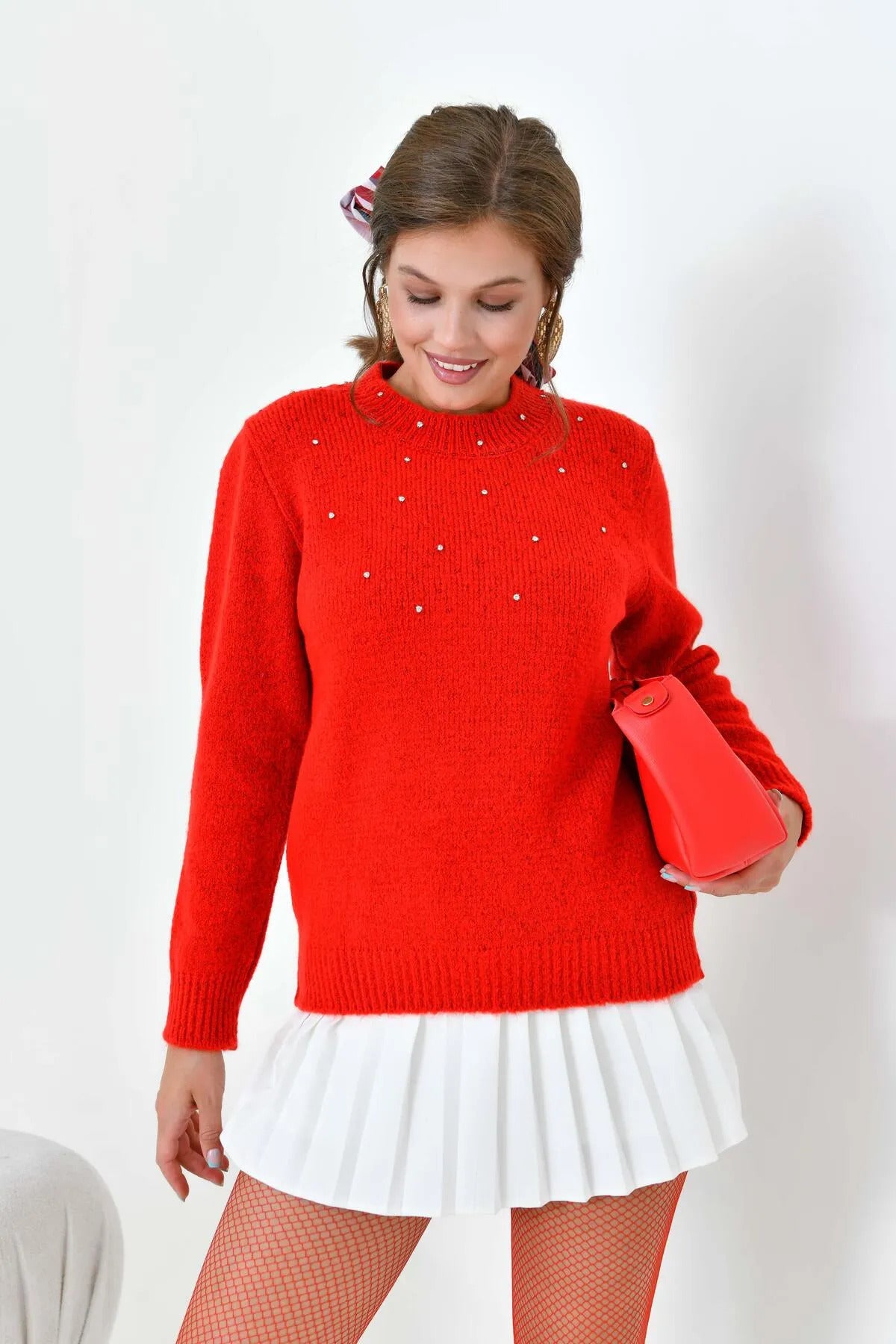 Knit sweater with bead details