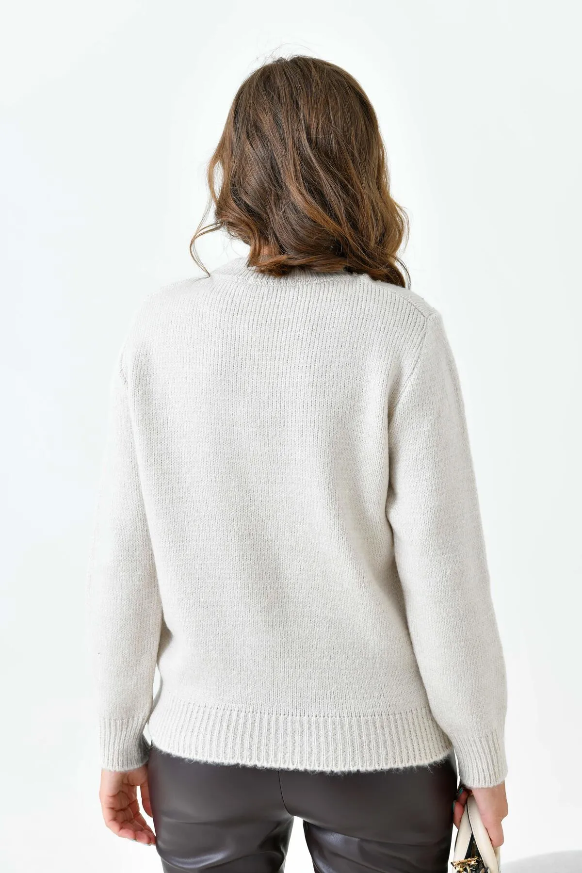 Knit sweater with bead details