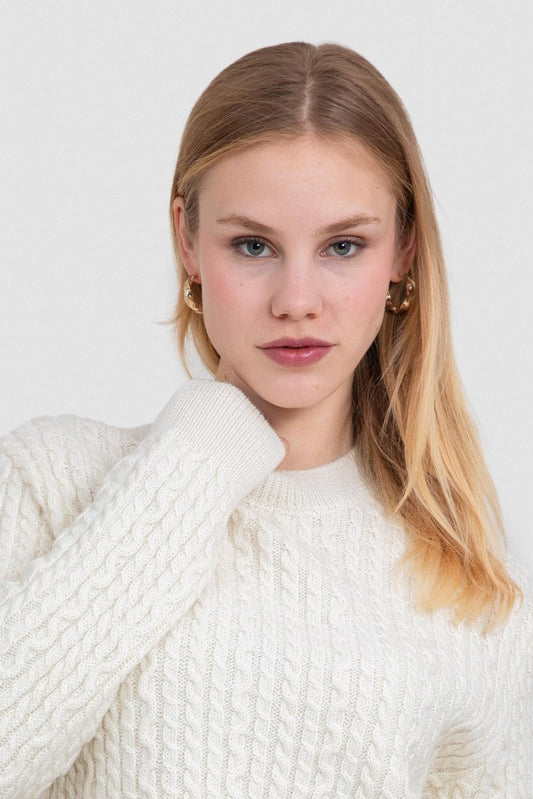 Alpaca & Wool Blend Cable-Knit Sweater